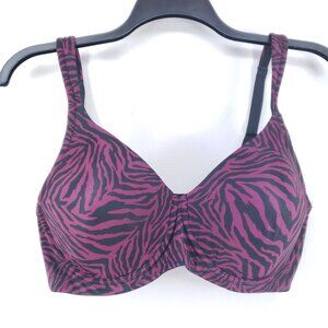 Leading Lady Womens Purple Zebra Print 38D Padded T-Shirt Bra Underwire